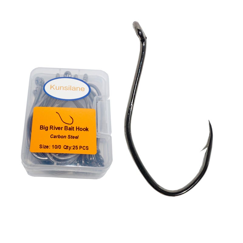 KUNSILANE Catfish Hooks Big River Bait Hooks 25Pcs,Live Bait Fishing Hook for Saltwater Freshwater,Catfishing Striper Flathead Carp Bass 10/0 - Image 1